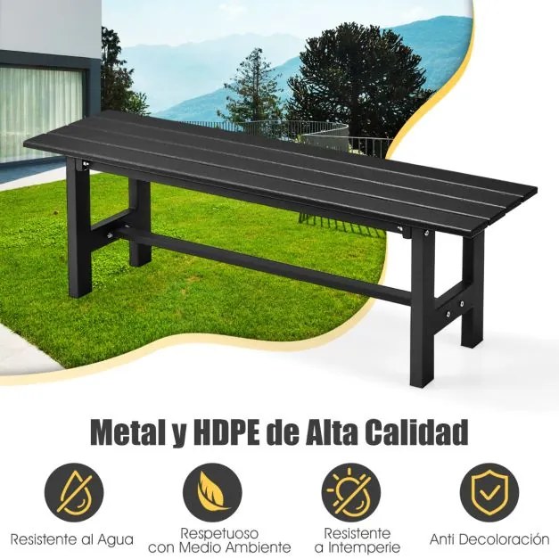 Banco jardim de exterior para 2 pessoas com estrutura metálica e assento de ripas Capacidade 300 kg para Pátio Jardim Varanda 120 x 36 x 40,5 cm Preto