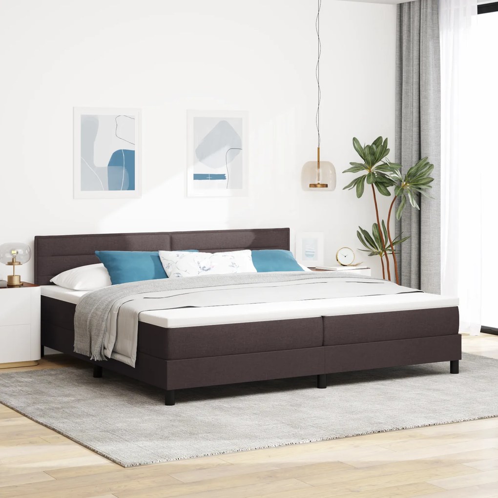 vidaXL Cama Box com Colchão Castanho 200x200 cm Tecido
