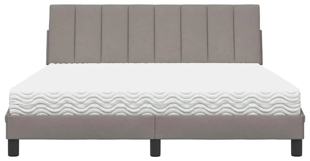 Cama com colchão 160x200 cm tecido castanho-acinzentado