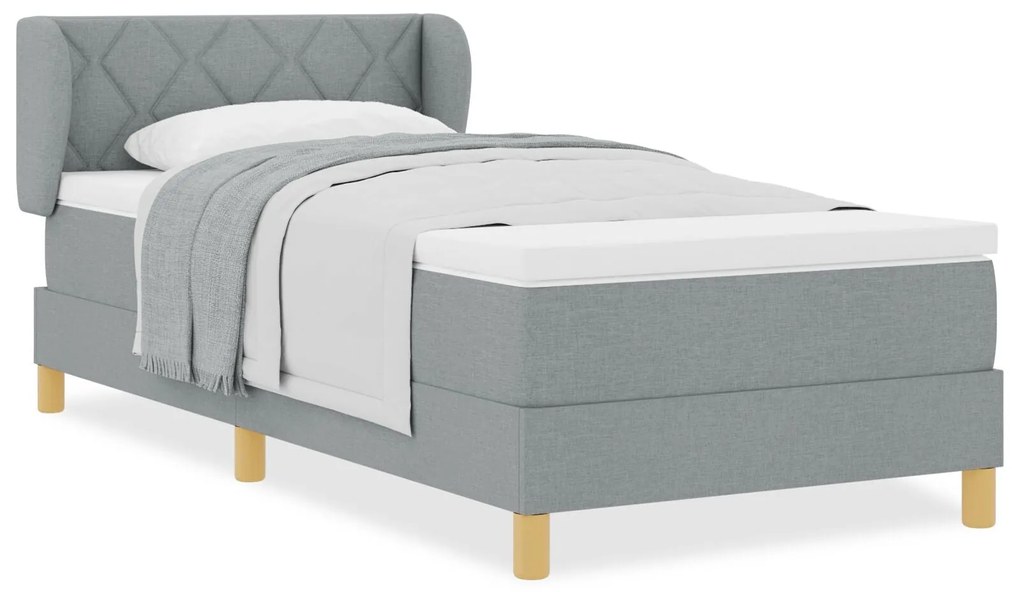 Cama Box com Colchão vidaXL - Cinza Claro, 90x200 cm, Tecido