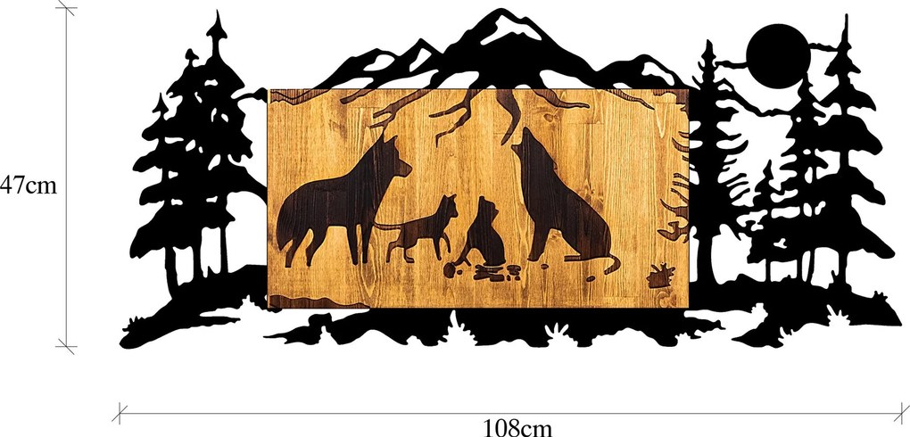 **** Acessório Decorativo de Parede Lobo – Nogueira e Preto – 108 x 3