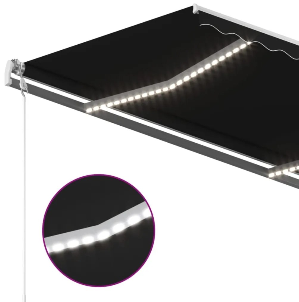 Toldo automático com LED e sensor de vento 400x350 cm antracite