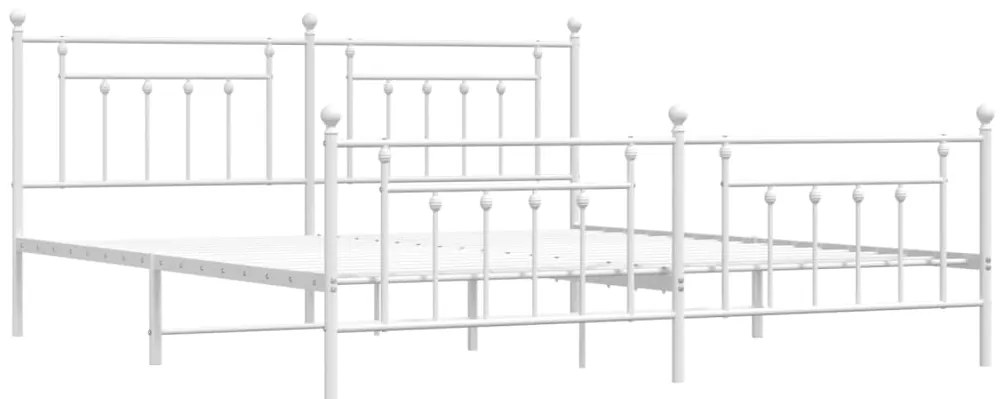 Estrutura de cama com cabeceira e pés 200x200 cm metal branco