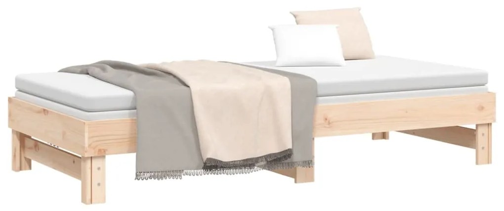 Sofá-cama de puxar 2x(90x200) cm madeira de pinho maciça