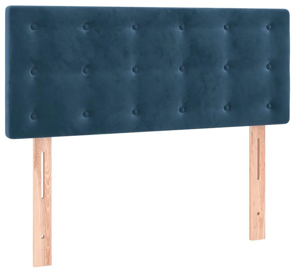 Cama box spring c/ colchão/LED 90x200 cm veludo azul-escuro