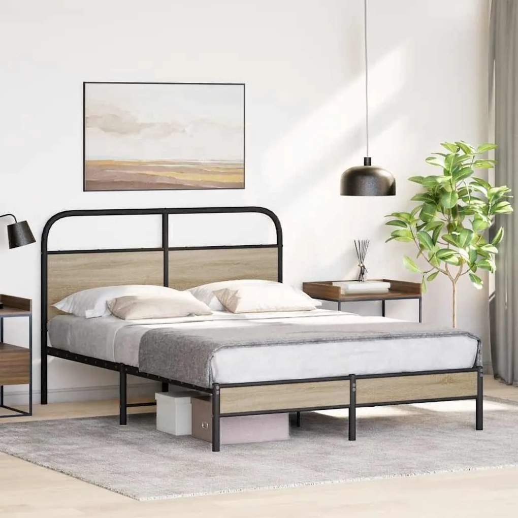 Estrutura cama s/ colchão derivados de madeira carvalho fumado
