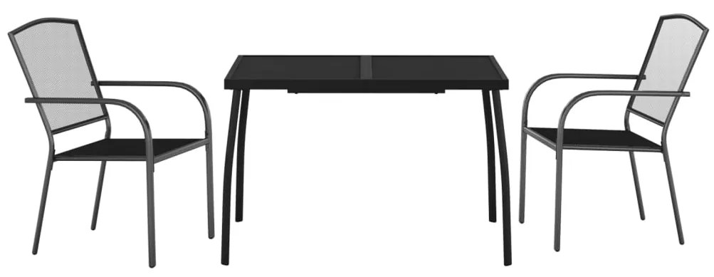 3 pcs conjunto de jantar para jardim aço antracite