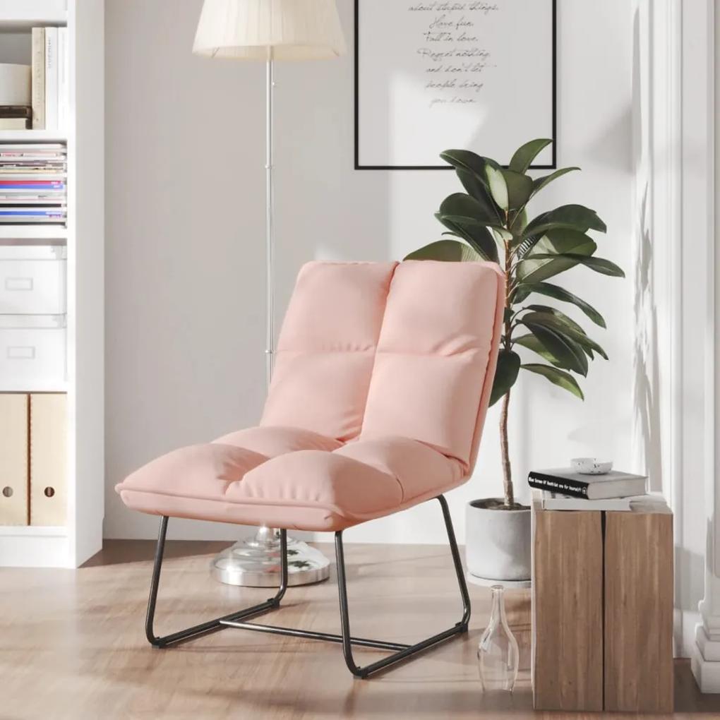336536 vidaXL Cadeira de lazer com estrutura de metal veludo rosa