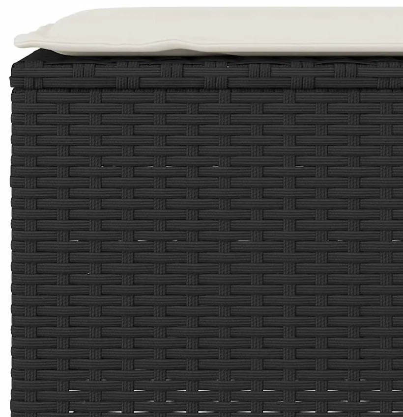 Banco de jardim com almofadão 110x30x40,5 cm vime PE preto