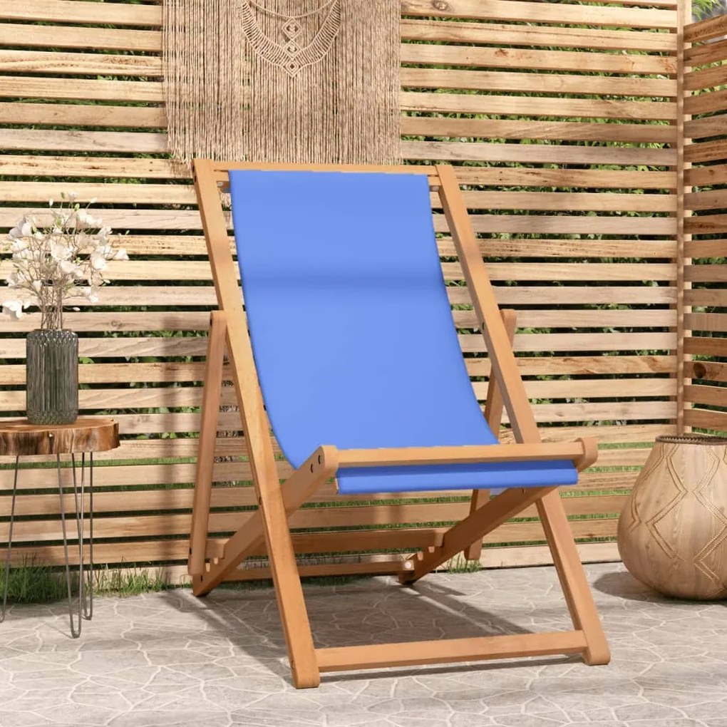 43803 vidaXL Cadeira de pátio em teca 56x105x96 cm azul