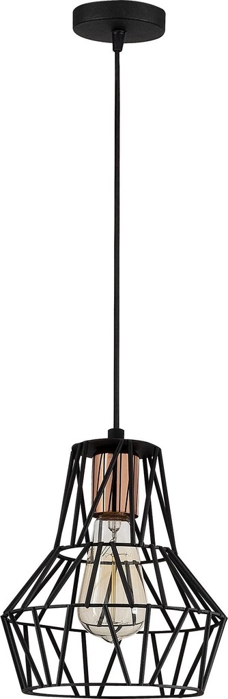 Candeeiro Chandelier Tortum – Preto – 20 cm de Diâmetro, 115 cm de Alt