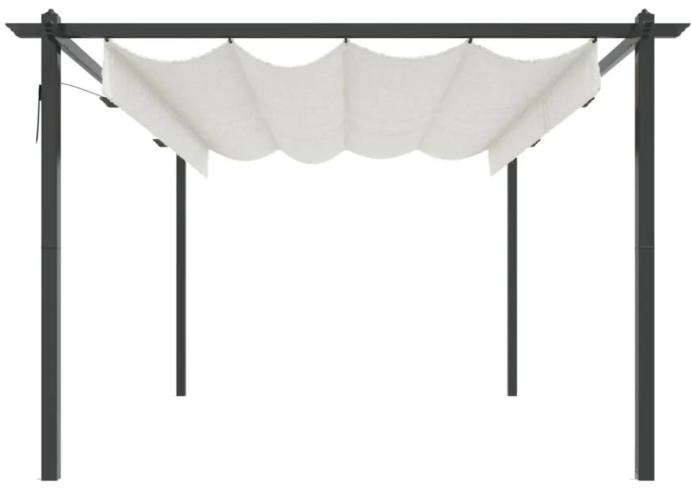 Gazebo de jardim com telhado retrátil 4x3 m cor creme