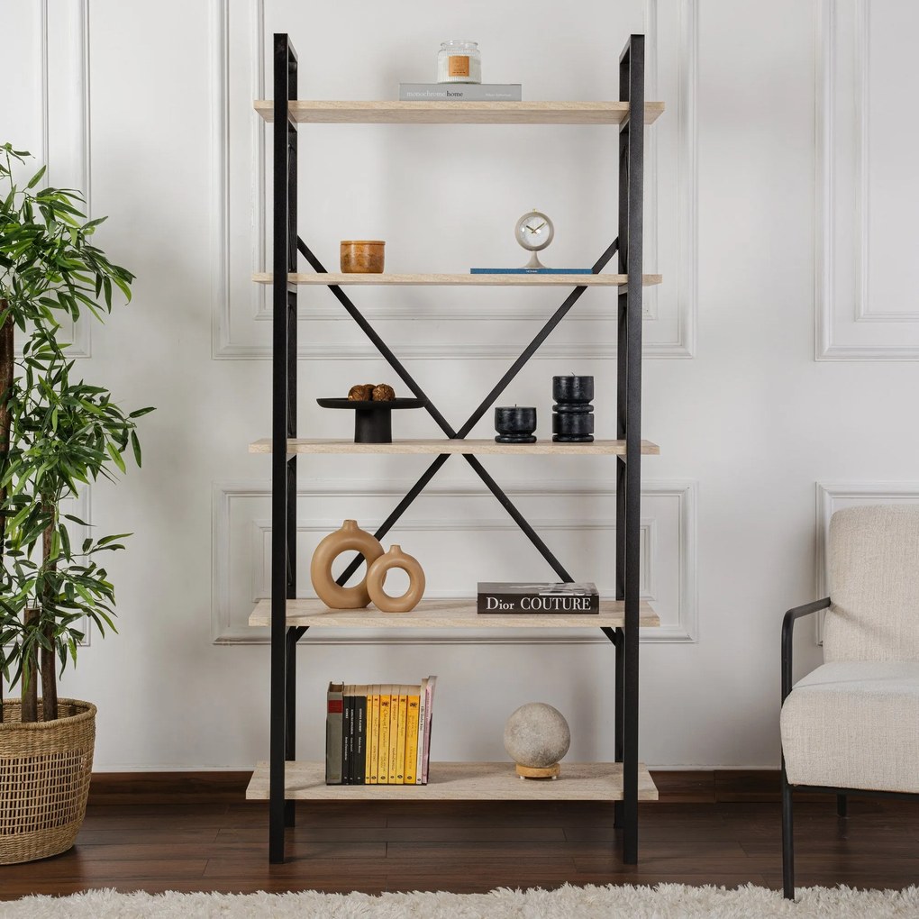 Estante Elysian – Preto Travertino – 90 x 180 x 33,5 cm
