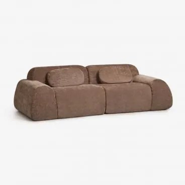 Sofá Modular De 2 Peças Em Chenille Embalado A Vácuo Merida Chenille Castanho Caramelo - Sklum