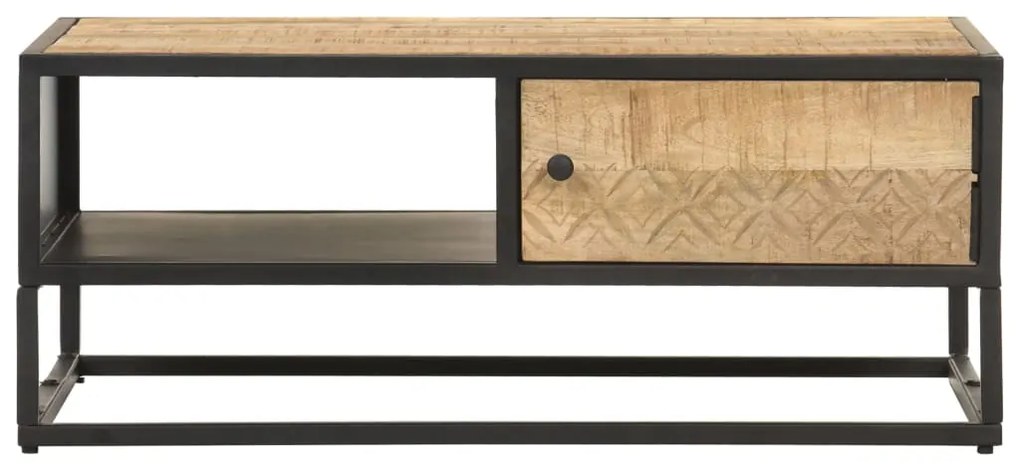 Mesa de centro c/ porta esculpida 90x55x36 cm mangueira áspera