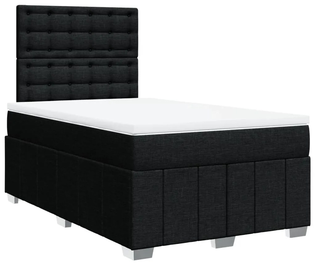 Cama boxspring com colchão 120x190 cm tecido preto