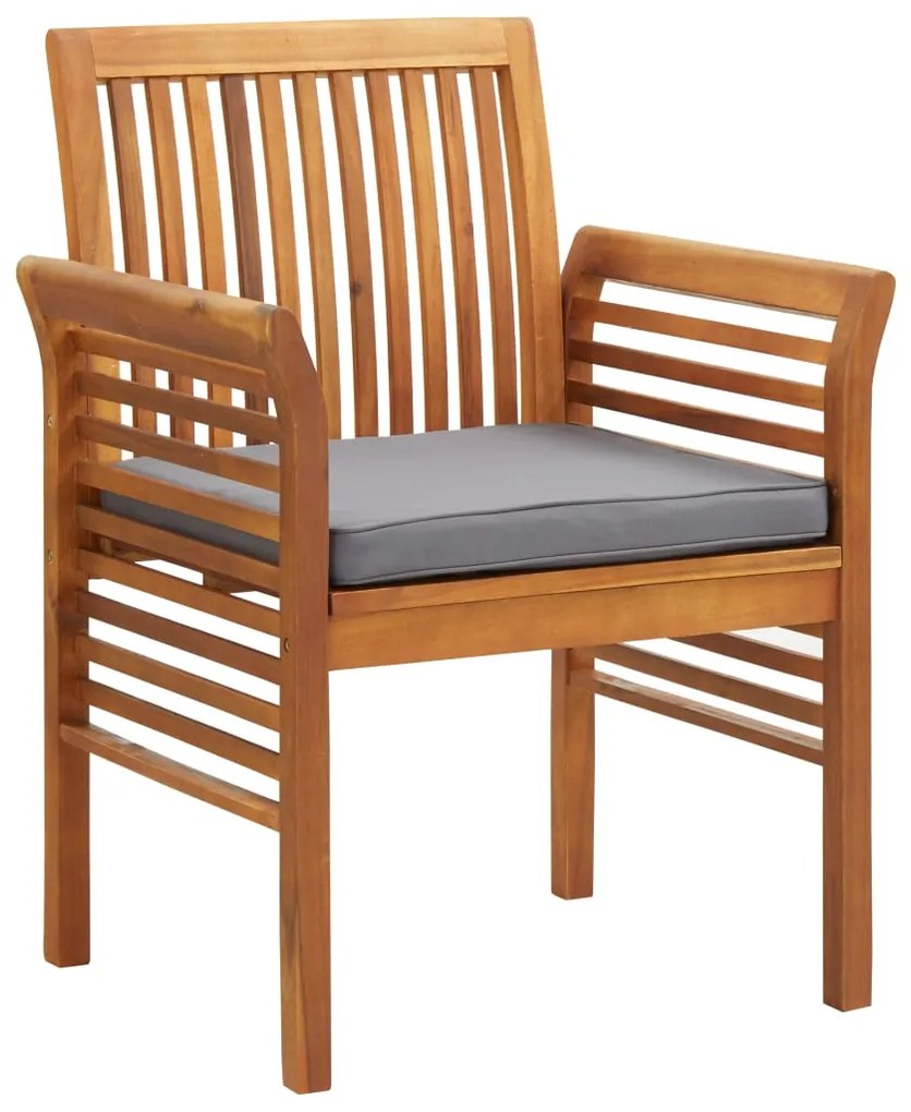 5 pcs conjunto de jantar exterior c/ almofadões acácia maciça
