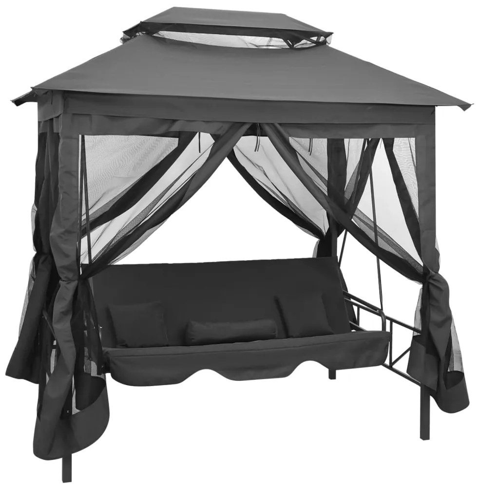 vidaXL Baloiço jardim + toldo convertível 220x160x240cm aço antracite