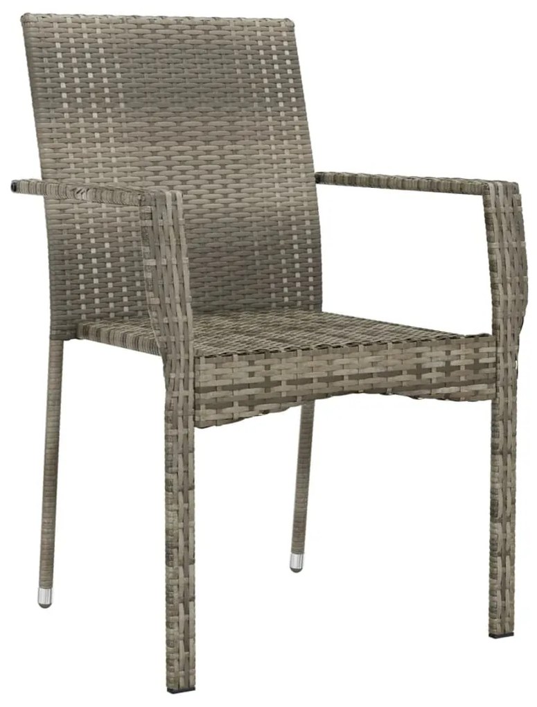 Cadeiras de jardim c/ almofadões 2 pcs vime PE cinzento