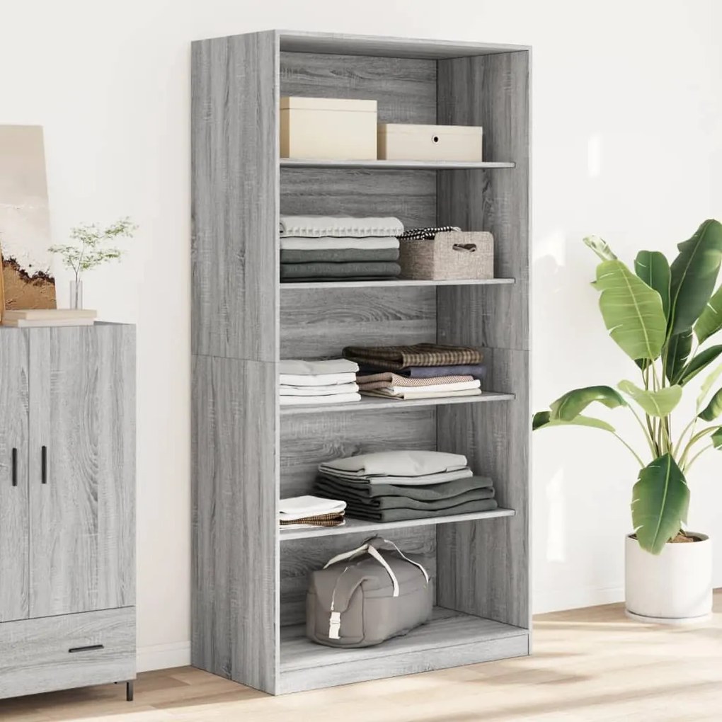 vidaXL Roupeiro 100x50x200 cm derivados de madeira cinzento sonoma
