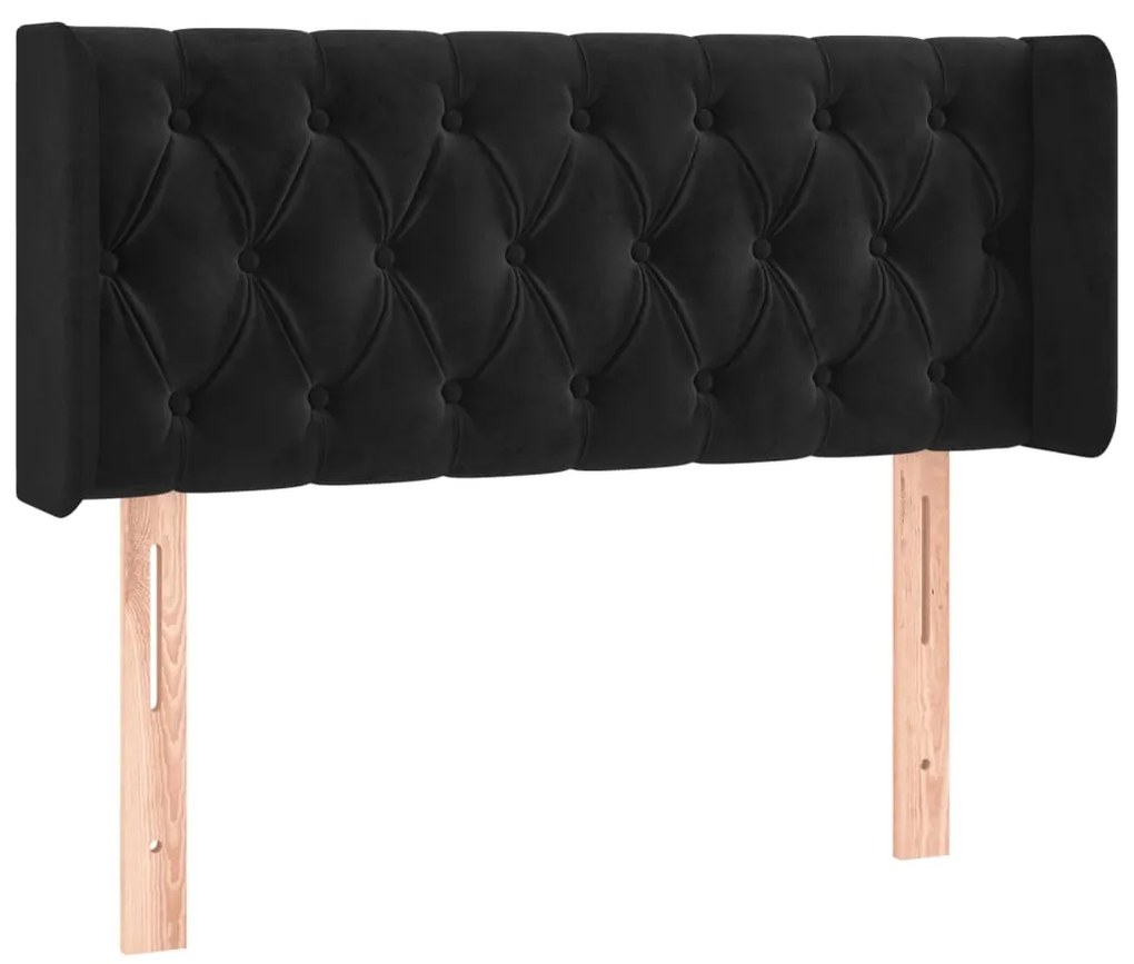 Cabeceira de cama c/ luzes LED veludo 93x16x78/88 cm preto