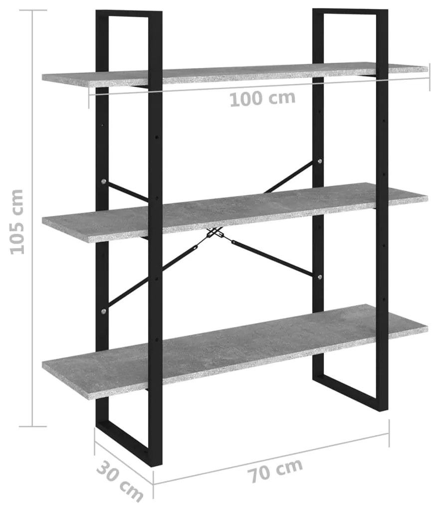 Estante 100x30x105 cm derivados de madeira cinzento cimento