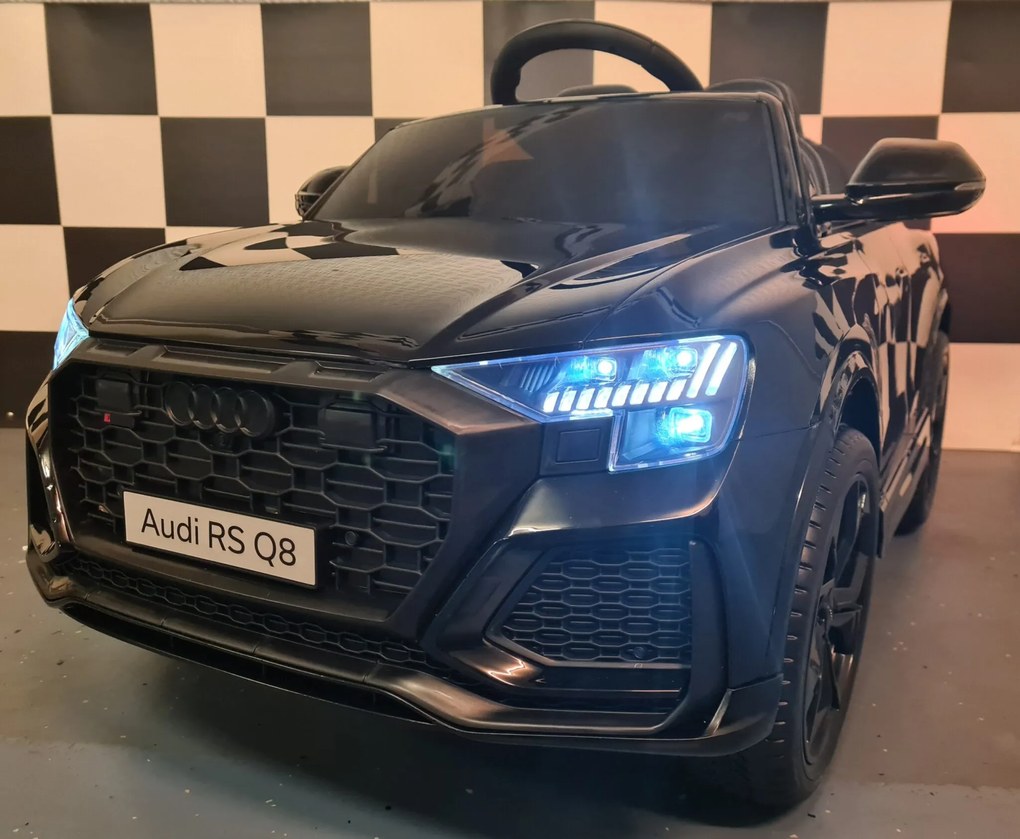 Audi Q8 carro eléctrico infantil 12V preto metálico