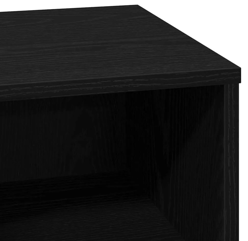 Criado-mudo com LED Carvalho Preto 50x34,5x50 cm