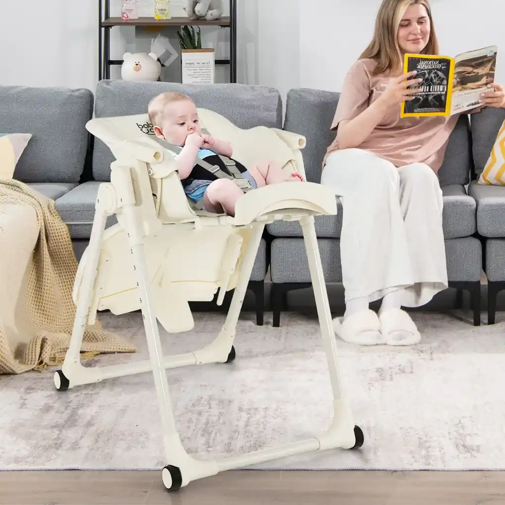 Cadeira Refeição bebés alta conversível 4 em 1 com altura ajustável em 5  posições Bandeja removível e lavável Almofada removível 62 x 72 x 87 cm  Cinza