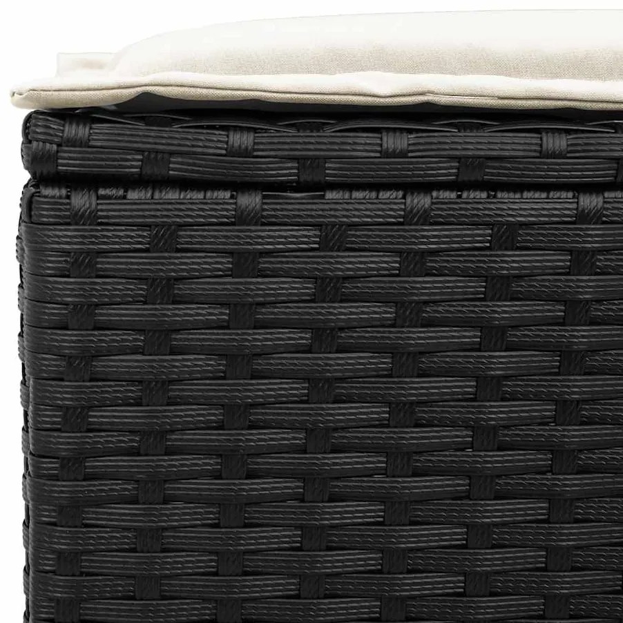 4 pcs conjunto de sofás para jardim c/ almofadões vime PE preto