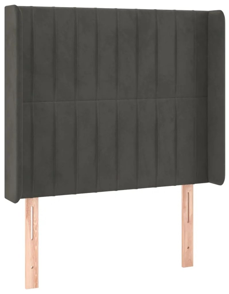 Cama box spring c/ colchão/LED 90x190 cm veludo cinzento-escuro