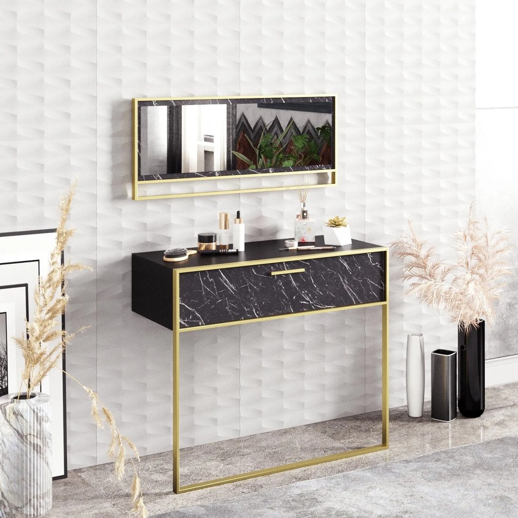 Aparador Polka – Dourado/Preto – 90x76,8x38,5 cm