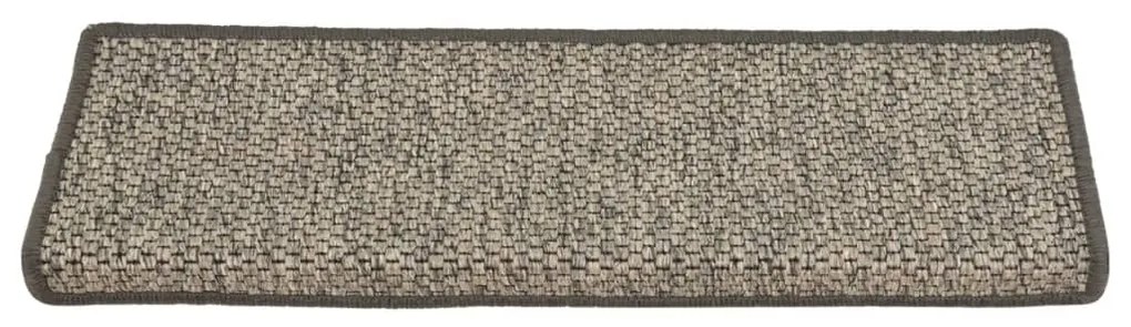 Tapetes de escada adesivos 15 pcs 65x21x4 cm cinzento e bege