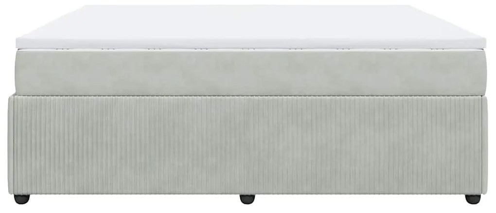 Cama com molas/colchão 180x200 cm veludo cinzento-claro