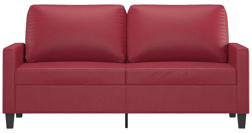 Sofá de 2 lugares 140 cm couro artificial vermelho tinto