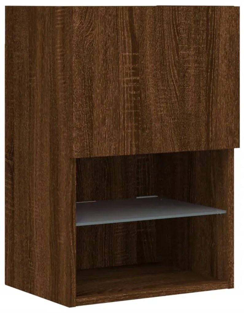 Móvel de TV com luzes LED 40,5x30x60 cm carvalho castanho