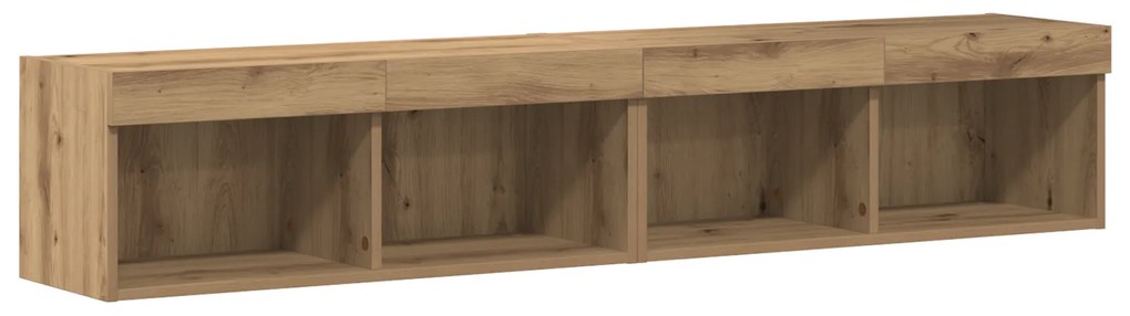 Armários de TV vidaXL com Luzes LED 2 pcs Carvalho Artesanal 80x30x30