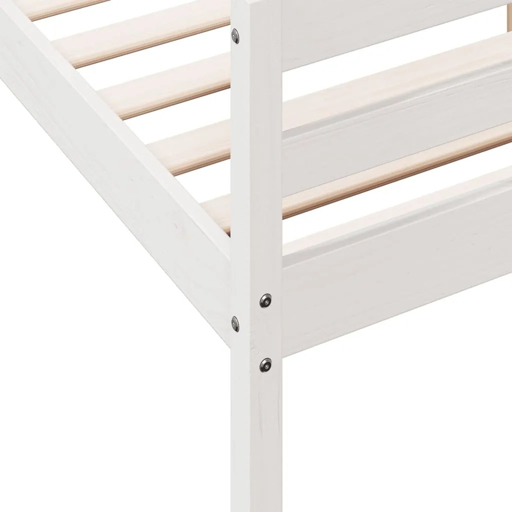 Cama sem colchão 120x200 cm madeira de pinho maciça branco