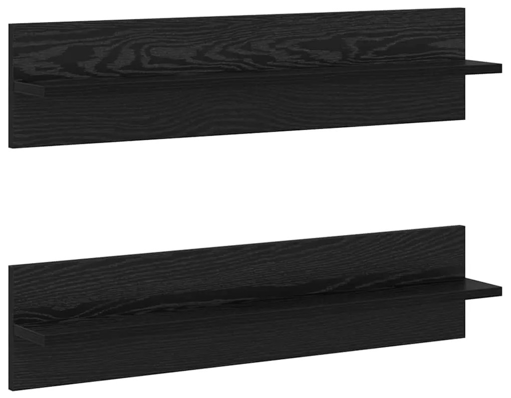 Prateleiras de Parede 2 pcs Carvalho Preto 80 x 11.5 x 18 cm