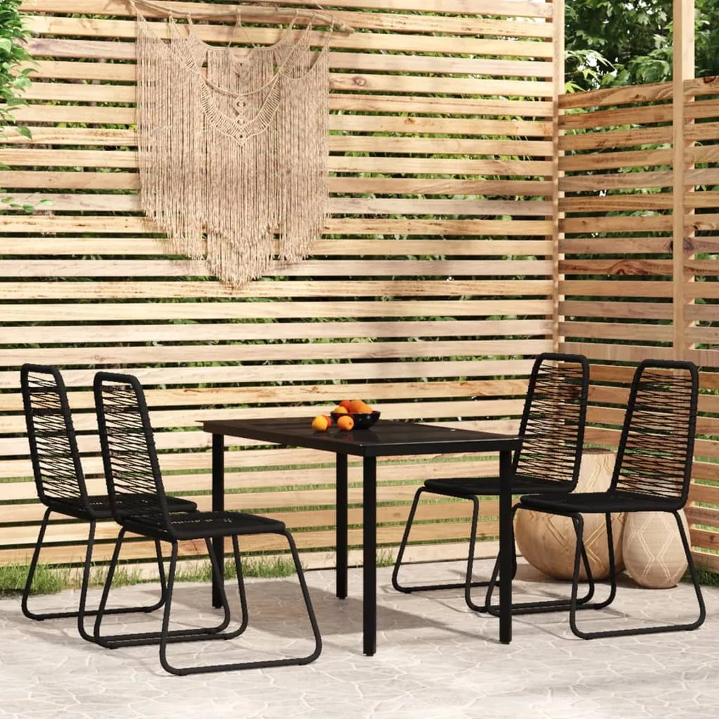 vidaXL 5 pcs Conjunto de jantar para jardim preto