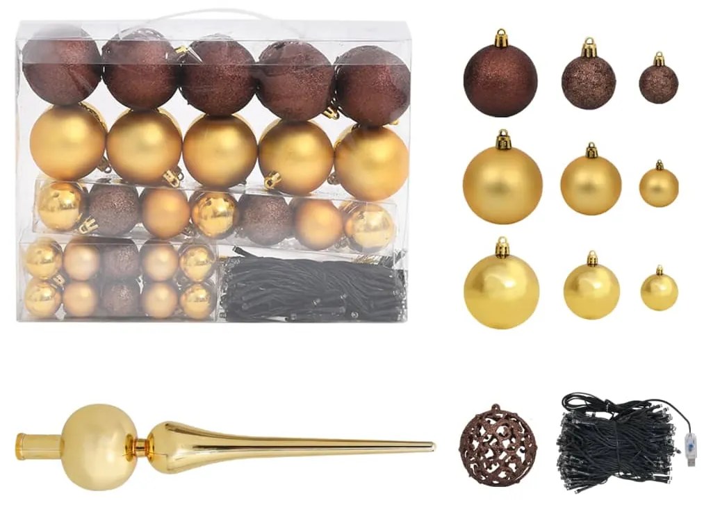 Árvore de Natal de 210cm com 300 Luzes LED,  120 Bolas, 1 Pico e Efeit