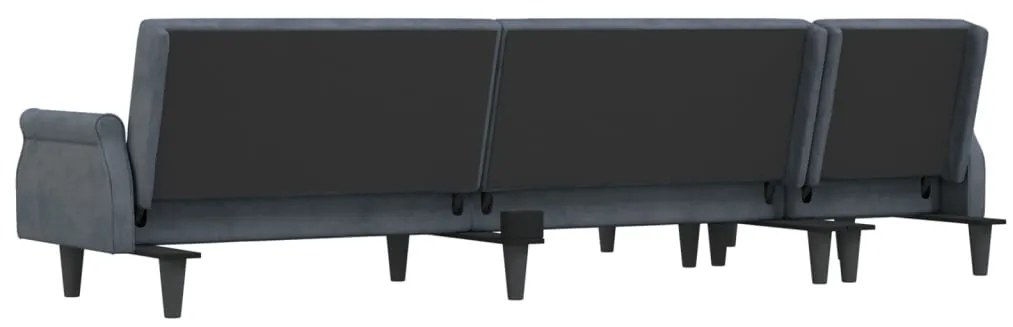 Sofá-cama em forma de L 271x140x70 cm veludo cinzento-escuro