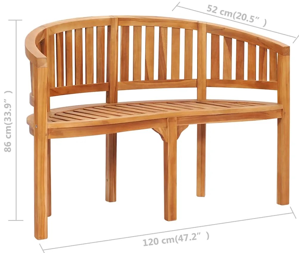 Banco banana 120 cm madeira de teca maciça