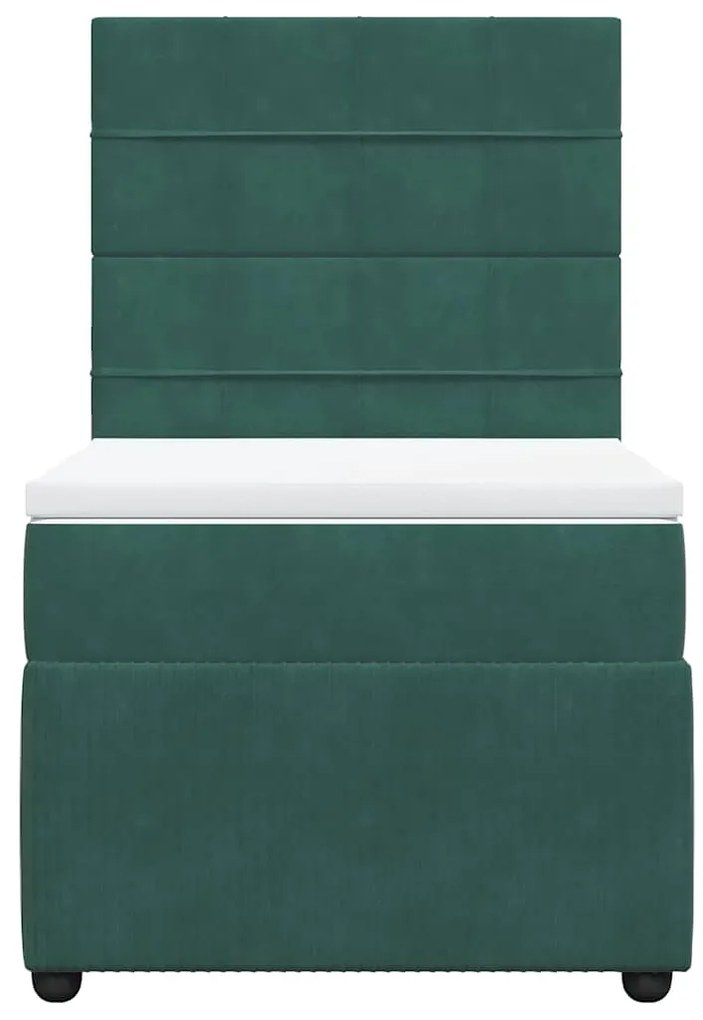 Cama com molas/colchão 100x200 cm veludo verde-escuro