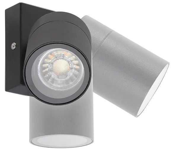 Candeeiro de parede exterior preto ajustável IP44 - Solo