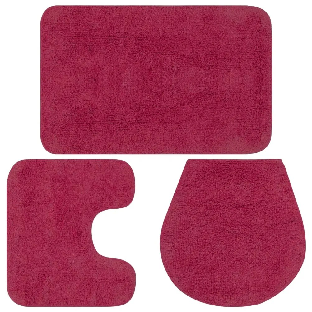 vidaXL Conjunto tapetes de casa de banho 3 pcs tecido fúcsia