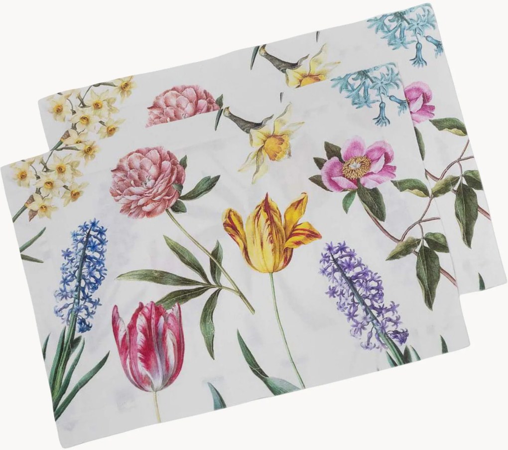 Individuais de mesa em linho Early Flowers, conjunto de 2