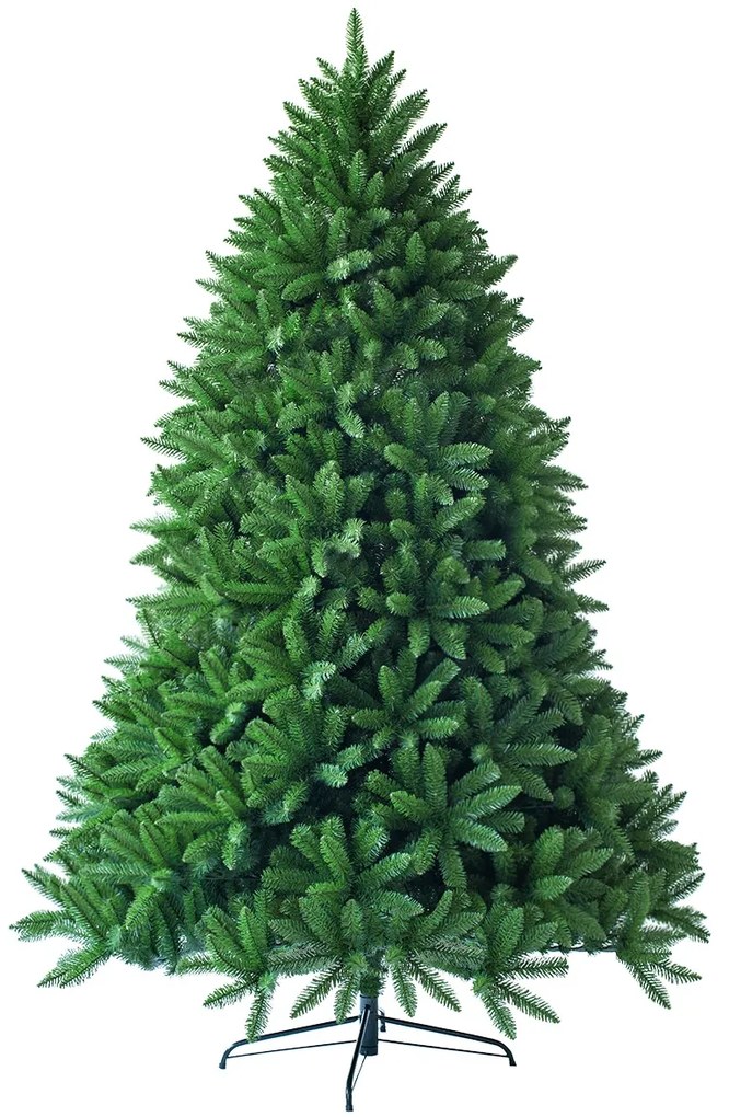 Árvore de Natal de 1,8 m sem luz com 1250 ramos artificial com base metálica resistente Verde