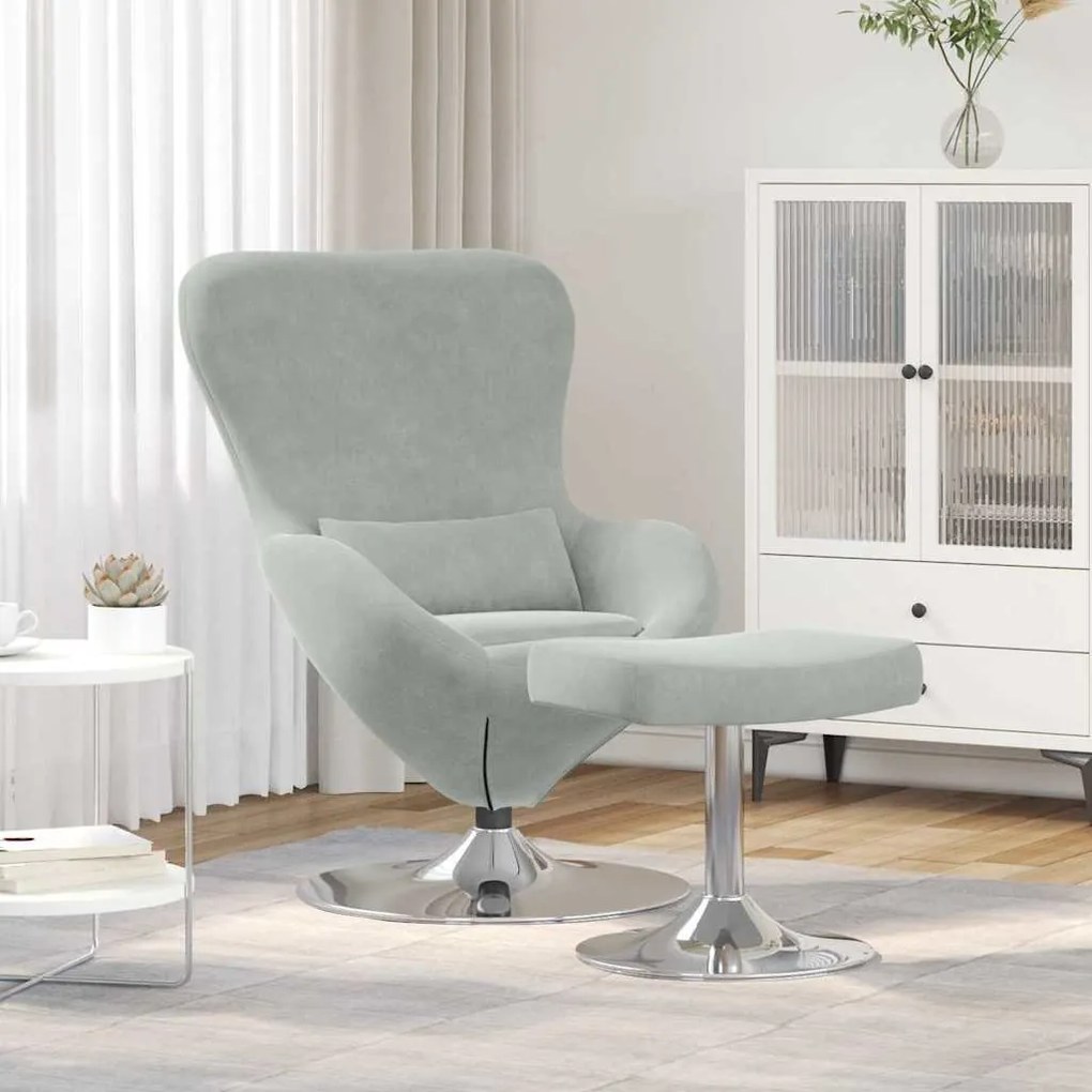 vidaXL Cadeira ovo 2 pcs Cinzento-claro 63 x 73 x 90 cm Veludo