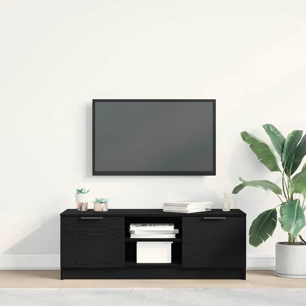 Estante para TV vidaXL Preto Carvalho 102x35x36,5 cm Madeira de engenh